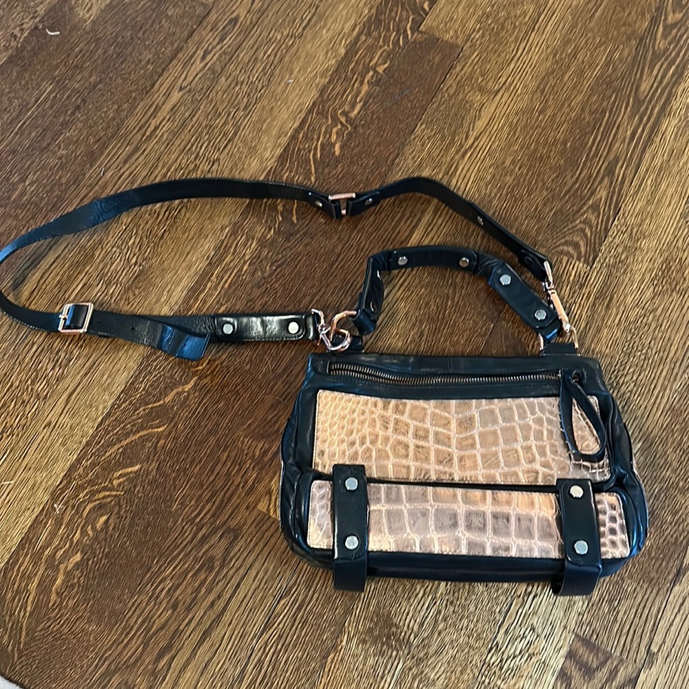 Golden lane crocodile rose gold crossbody purse